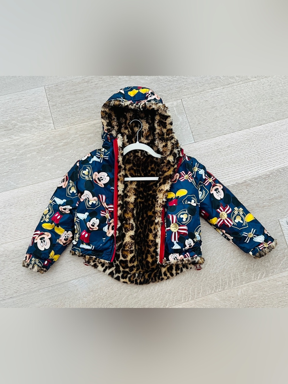 MONNALISA Kids’ Mickey Mouse Reversible Hooded Jacket – Size 6